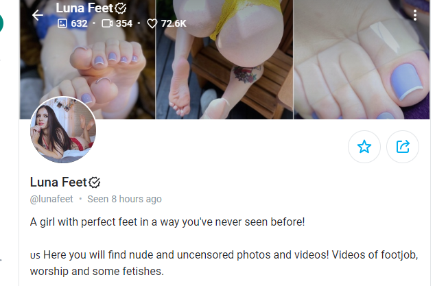 Luna Feet OnlyFans Profile or page to follow