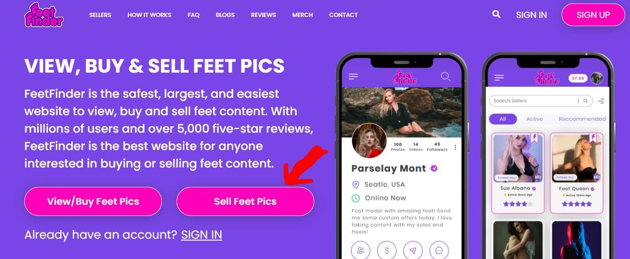 selling Feet Pics on FeetFinder by click on Sell Feet Pics