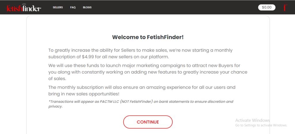 FetishFinder homepage